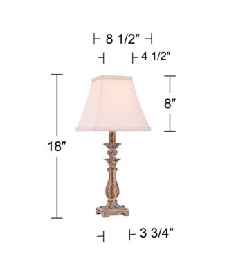 Alicia Country Cottage Accent Table Lamp 18" High Distressed Antique Gold Off White Square Shade for Bedroom Living Room Bedside House