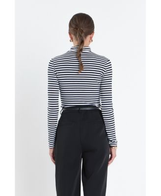 Women's Stripe Turtle Neck Top