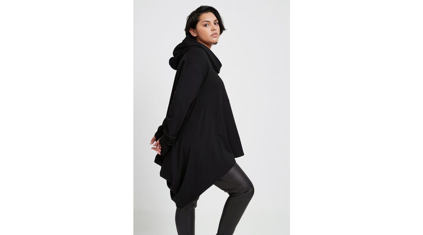 Женское худи Marcella Firenze High-Low Hem Dropped-Shoulder with Thumbholes, цвет: Чёрный — фото 6