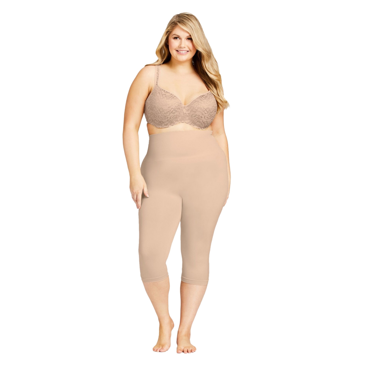 Plus Size Seamless Hi Waist Capri - Nude