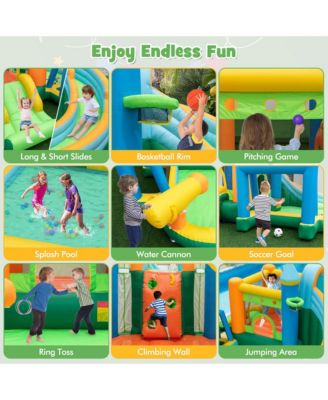 Inflatable Water Slide Kids Blow up Pool Park Climbing Wall with 735W Blower