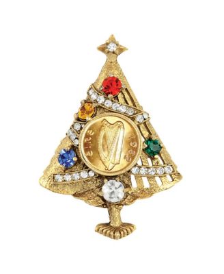 17011 Irish Coin Christmas Tree Brooch, Gold