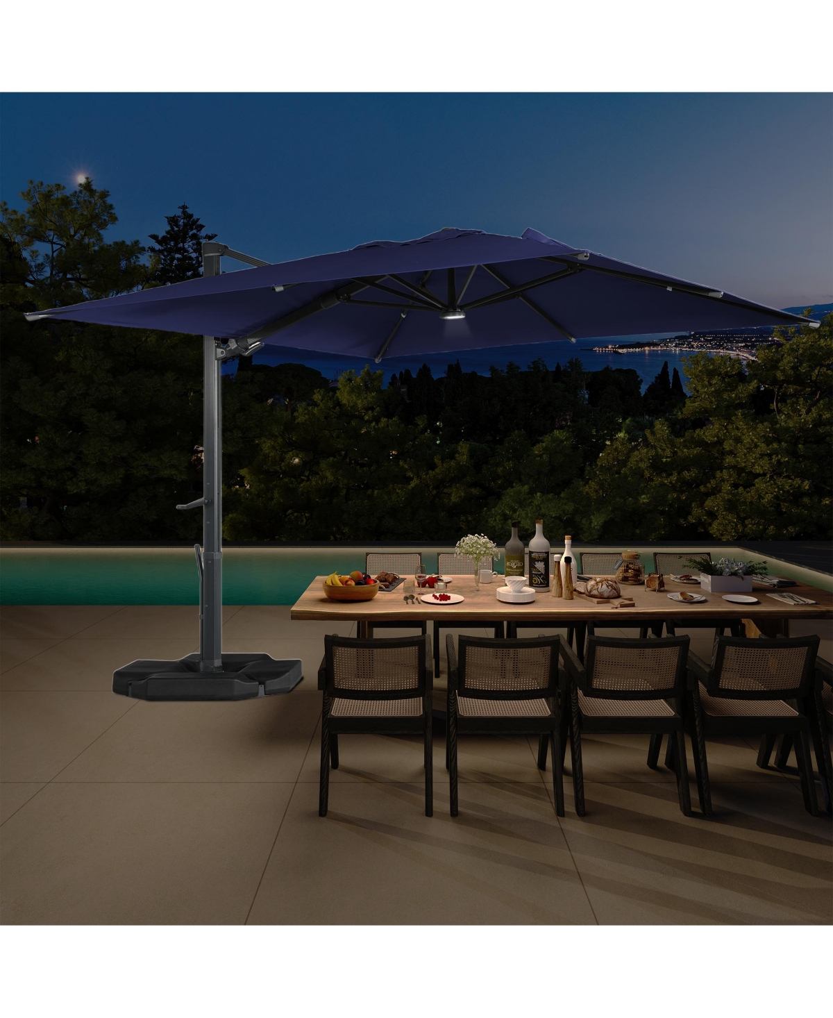 Boyel Living ft. 360° Rotation Square Cantilever Umbrella with Base and Led Light