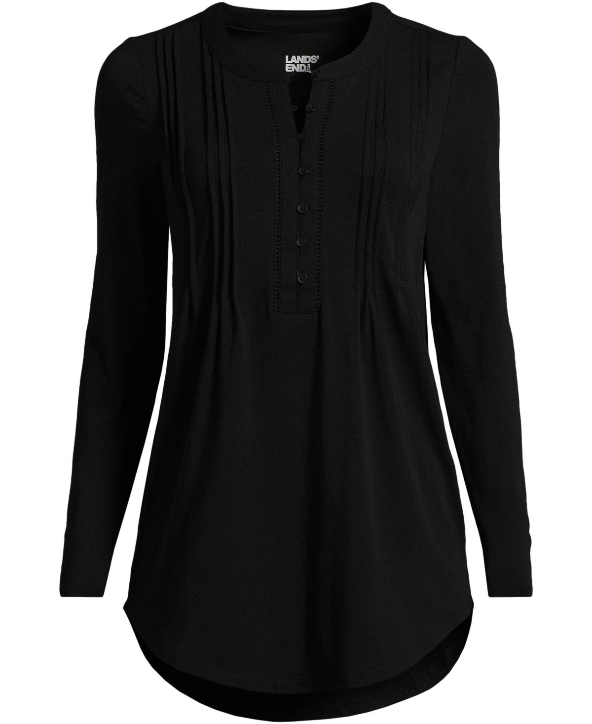 Lands' End Women's Petite Long Sleeve Lattice Pintuck Tunic