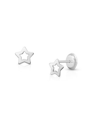 14K Gold Wish Upon a Star Studs Screw Back Earrings