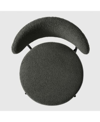 Mid-Century Modern Upholstered Sherpa Round Dining Chairs (Set of 2)