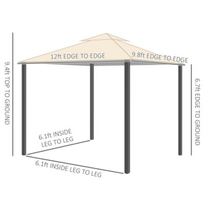 10' x 12' Patio Gazebo with Netting and 2 Tier Roof,