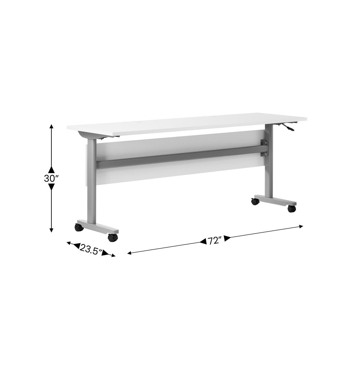 Emma+Oliver Hahn Heavy-Duty Flip Top Training Table With Nesting Design, Privacy Panel, T-Legs, Tabletop, Metal Frame -gray frame
