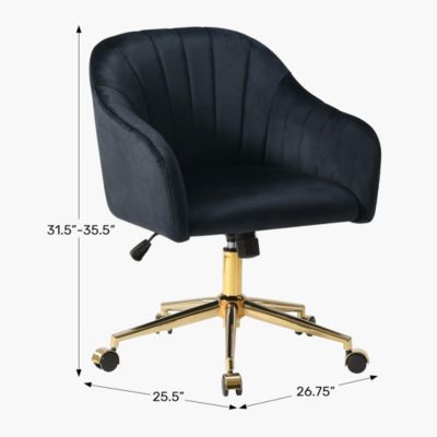 Upholstered Velvet Swivel Vanity Office Chair With Wheels