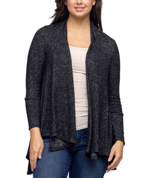 Женский кардиган 24seven Comfort Apparel Open Front Long Sleeve High Low Cozy, цвет: Чёрный
