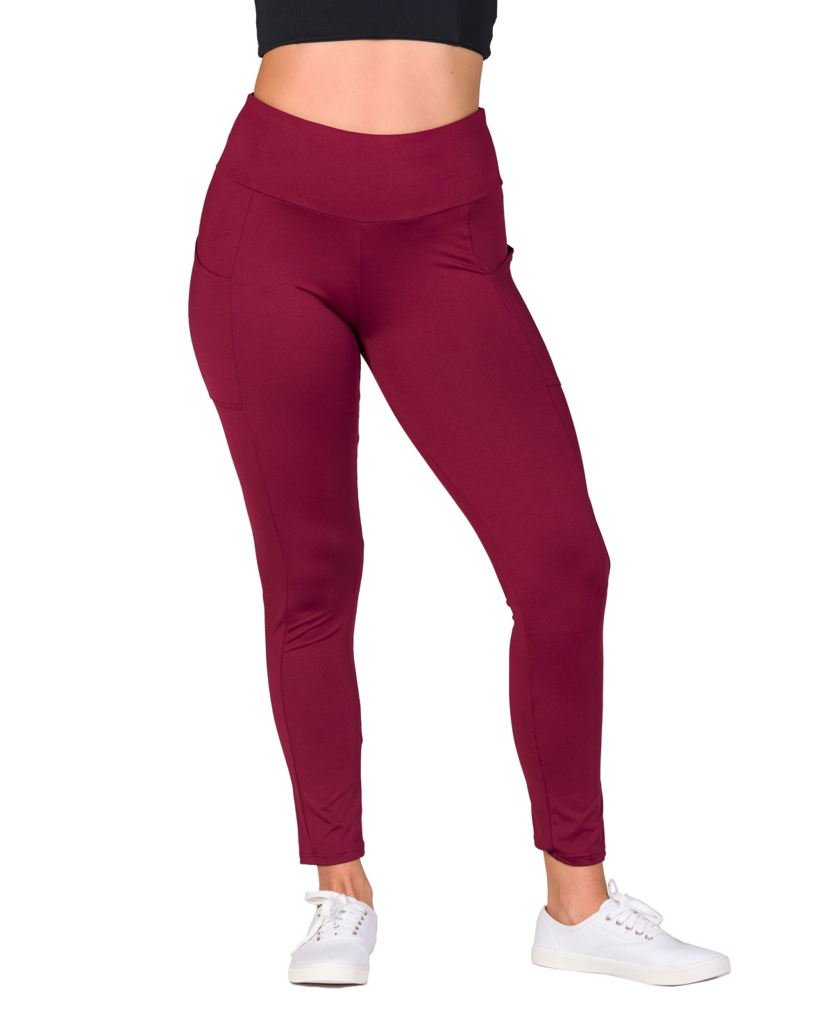 Shop 24seven Comfort Apparel Women's Side Pocket Ankle Length Yoga Pant Leggings In Wine