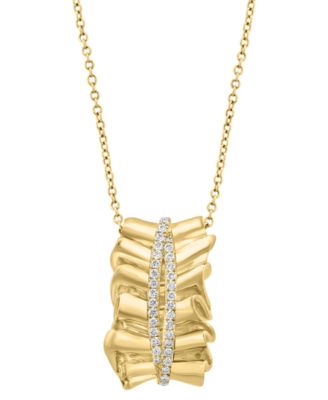 EFFY&reg; Diamond Double Row Wavy 18" Pendant Necklace (1/5 ct. t.w.) in 14k Gold