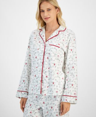 Petite Women's Long-Sleeve Cotton Flannel Packaged Pajama Set, Created for Macy's 