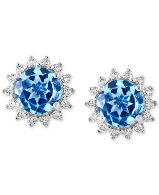 EFFY&reg; Amethyst (1-5/8 ct. t.w.) & Diamond (1/5 ct. t.w.) Halo Stud Earrings in 14k Rose Gold (Also in Blue Topaz & Citrine)