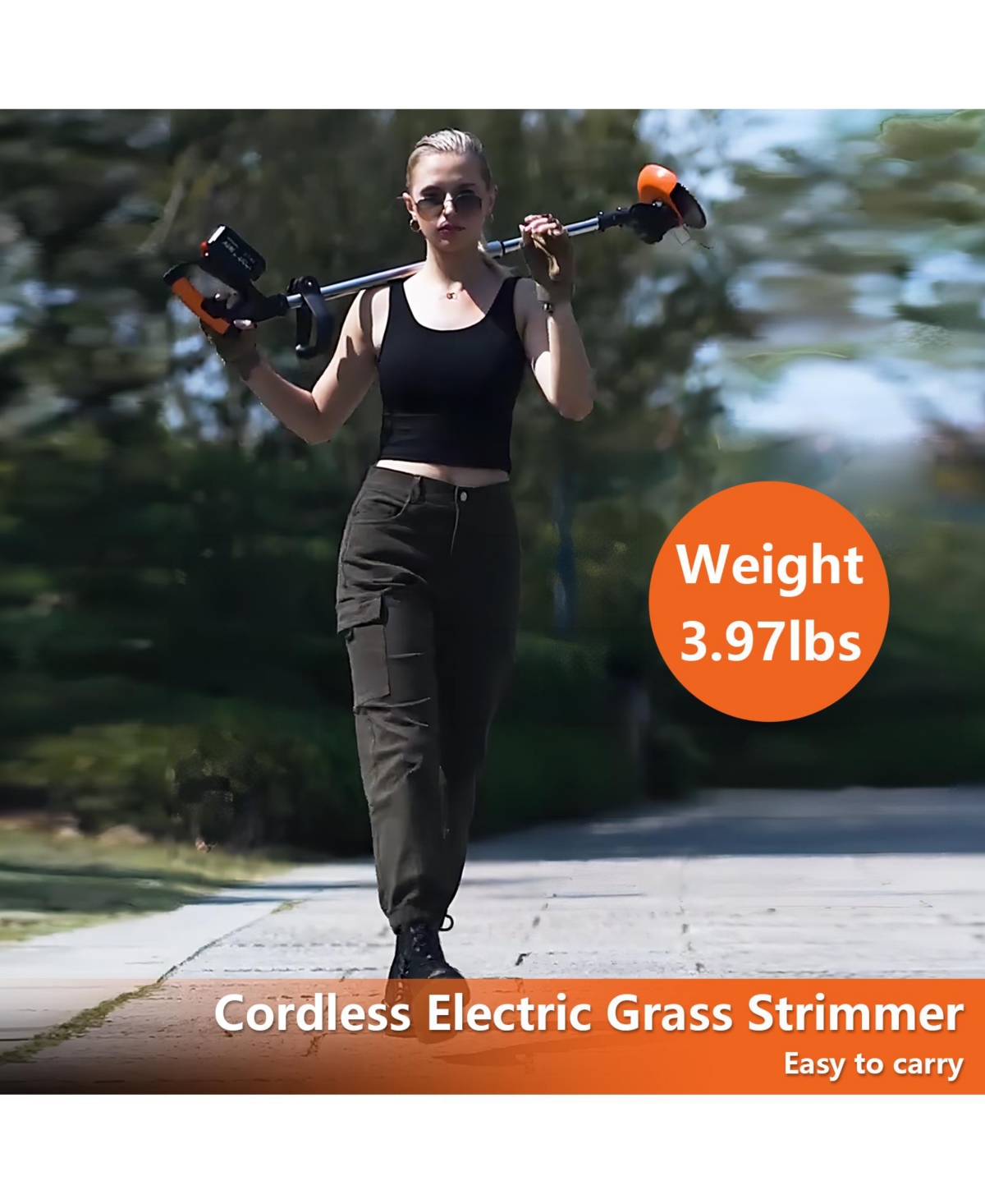 Sugift 21V Cordless String Weed Tiller Cultivator, Trimmer & Edger with Battery and Charger
