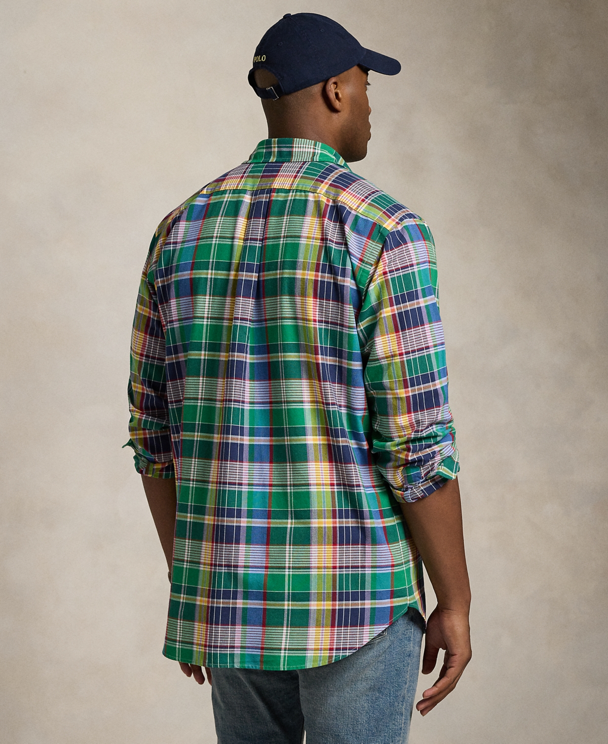 Polo Ralph Lauren Men's Big & Tall Plaid Oxford Shirt -navy