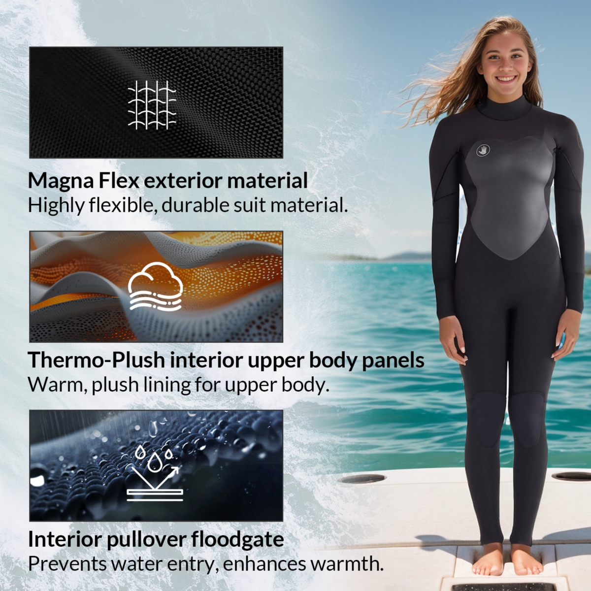 Body Glove Eos 4/3mm 7/8 Women's Fullsuit, Long Sleeve Full Body Wetsuit