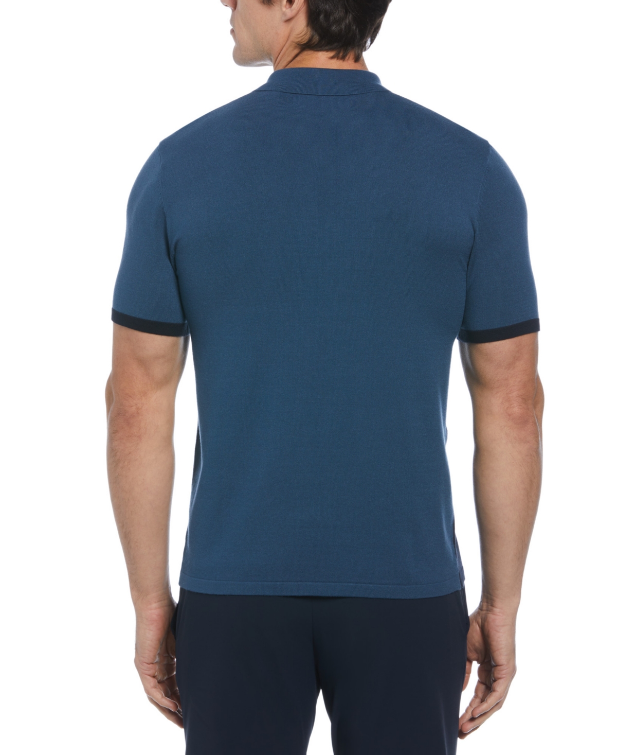 Perry Ellis Men's Short Sleeve Quarter-Zip Colorblocked Polo Sweater