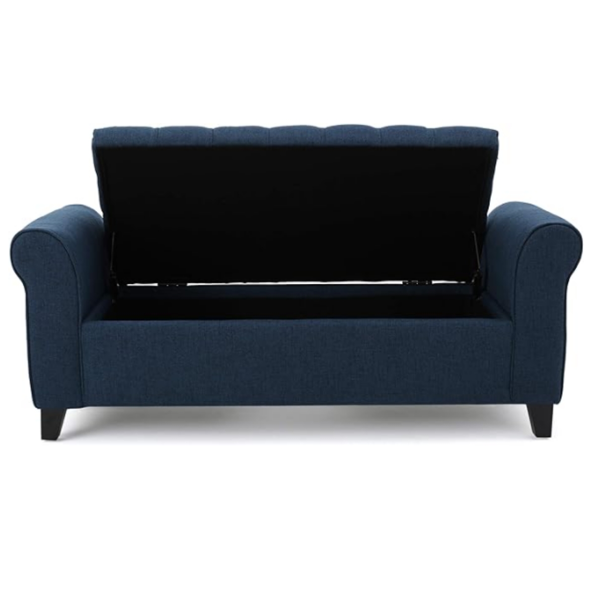 Streamdale Contemporary Button-Tufted Storage Ottoman with Rolled Arms