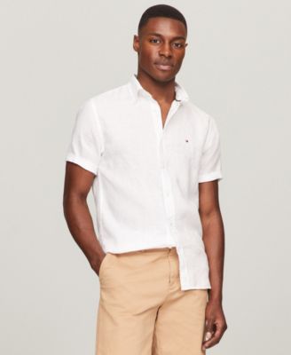 Tommy Hilfiger - Men's Short Sleeve Button-Down Linen Shirt