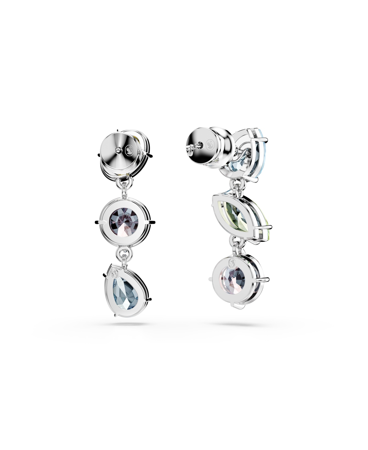 Swarovski Mixed Cuts Multicolored Rhodium Plated Gema Drop Earrings In Multicolored