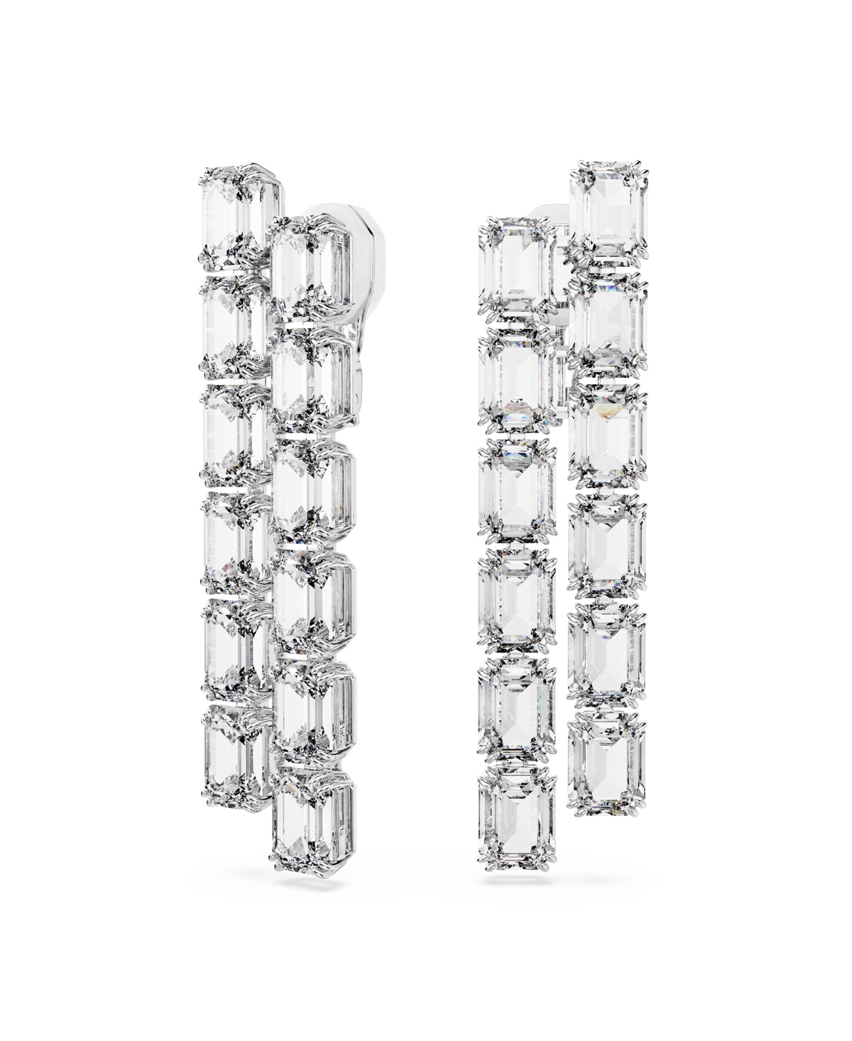 Swarovski Octagon Cut White Rhodium Plated Millenia Clip Earrings