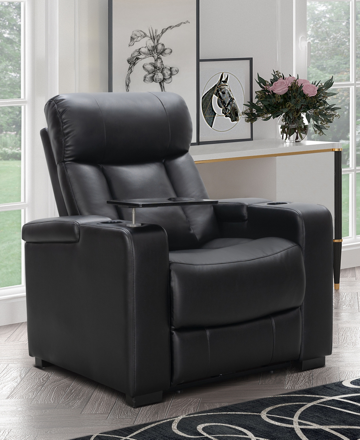 ABBYSON LIVING 38" POLYURETHANE LEATHER POWER RECLINER 