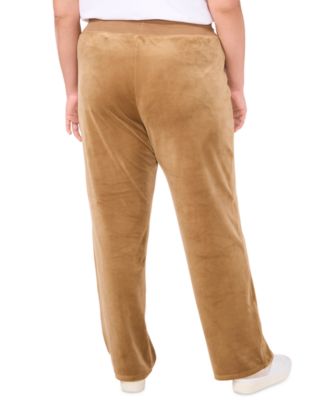 Plus Size Velour Drawstring-Waist Straight-Leg Pants, Created for Macy's 