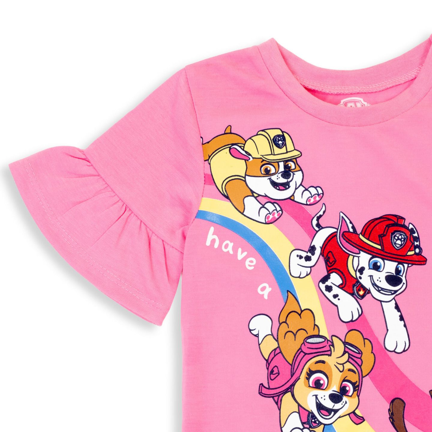 Детский комплект Paw Patrol для девочек: футболка и леггинсы, Rubble, Marshall, Chase, цвет: Розовый синий — фото 3