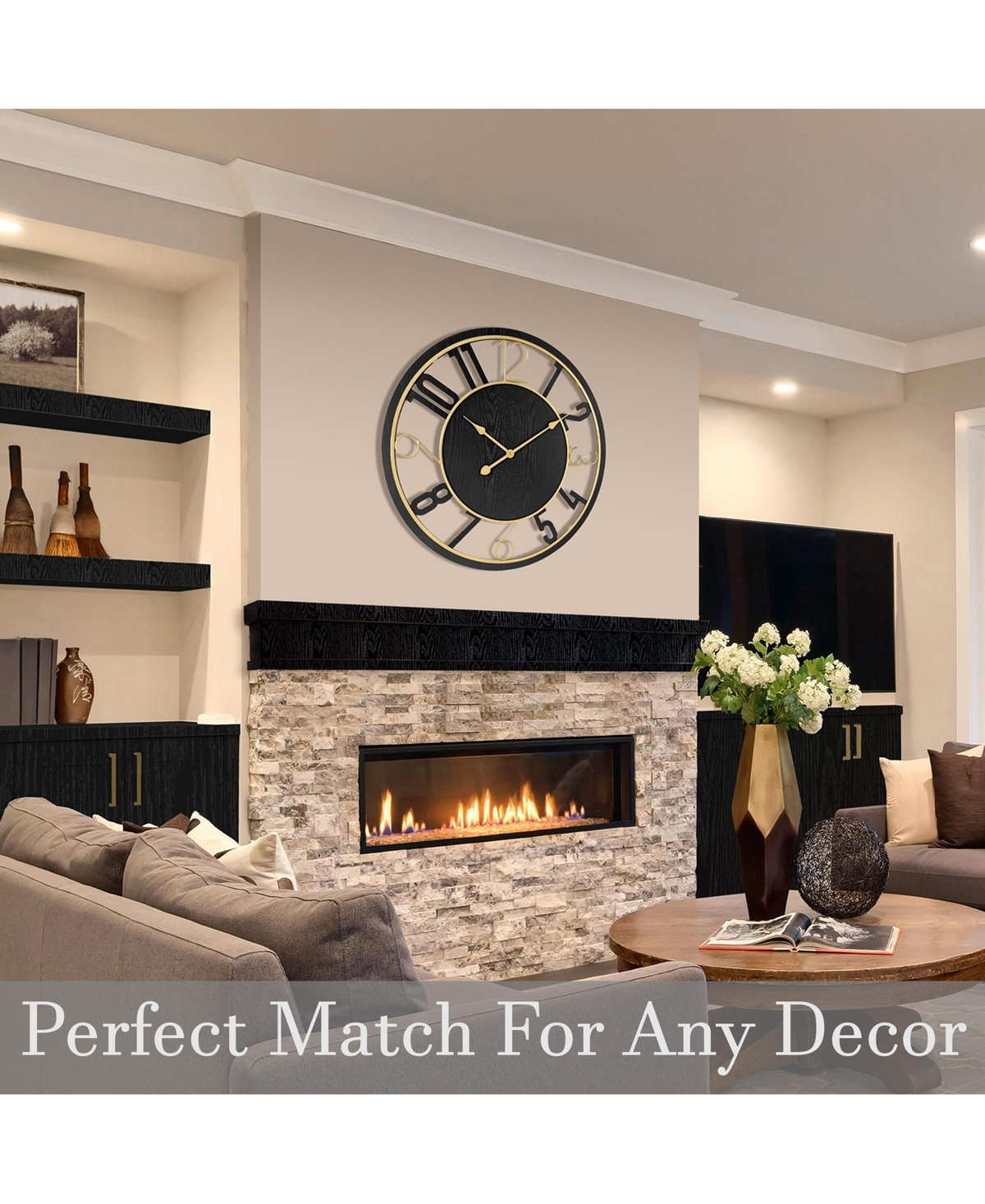 Sorbus Modern Wooden Wall Clock - Sleek Design, Analog Display - Complements Various Styles - Black