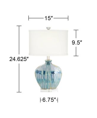 Mia 25" High Mid Century Modern Table Lamp Blue Drip Ceramic Single Living Room Bedroom (Colors May Vary)
