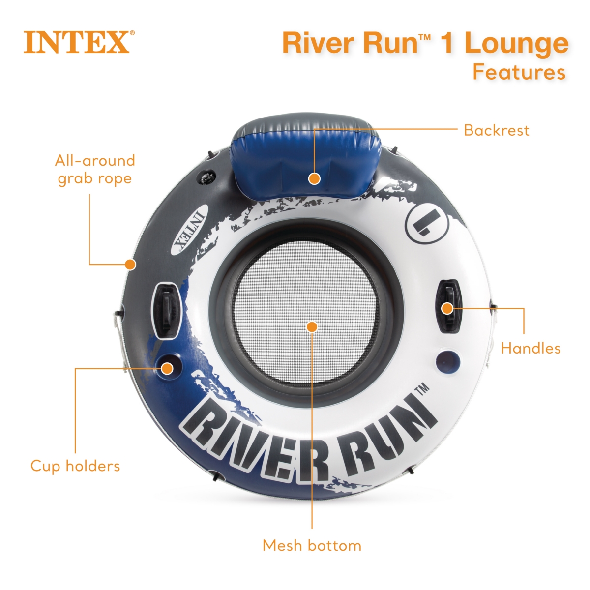 Intex River Run Connect Vinyl Lounge Inflatable Floating Water Tubes (3 Pack)