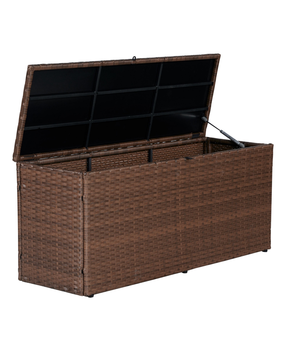 Nino 47.24" Modern Minimalist Outdoor Faux Wicker Deck and Patio Storage Box, Brown - Brown