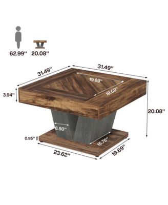 Square Coffee Table, Wood Coffee Table for Living Room, 31.5" Modern Center Table Cocktail Tea Table Accent Table