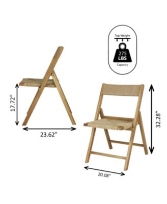 Kiawah Coastal Modern Wood Woven Seagrass Folding Chair, Natural (Set of 2)