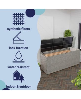 Nino 31.5&amp;quot; Modern Minimalist Outdoor Faux Wicker Deck and Patio Storage Box, Brown