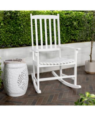 Seagrove Farmhouse Classic Slat-Back 350-LBS Support Acacia Wood Outdoor Rocking Chair, White