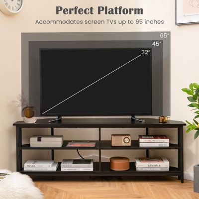 Corner TV Stand for TVs up to 65" TV Console Table with AC Outlets&USB A Ports