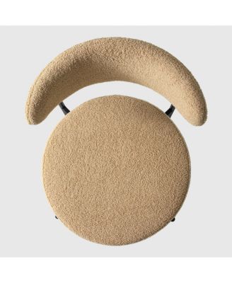 Mid-Century Modern Upholstered Sherpa Round Dining Chairs (Set of 6)