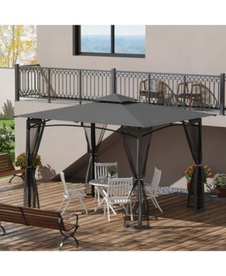 10' x 12' Patio Gazebo with Netting and 2 Tier Roof,
