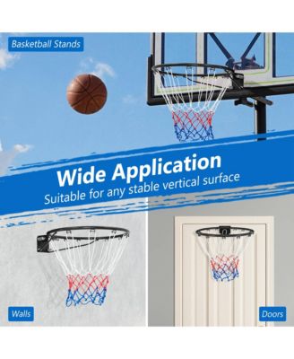 18" Basketball Rim Wall Door Mounted Basketball Hoop with All Weather Net
