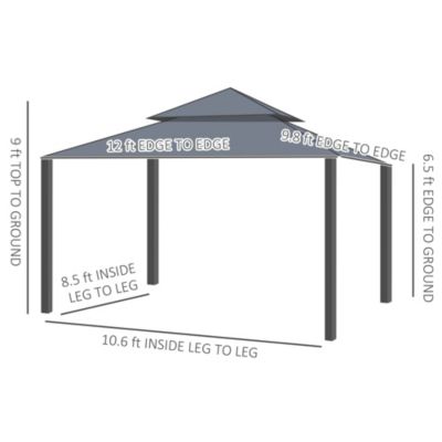 10' x 12' Double Roof Outdoor Gazebo with Netting and Curtains
