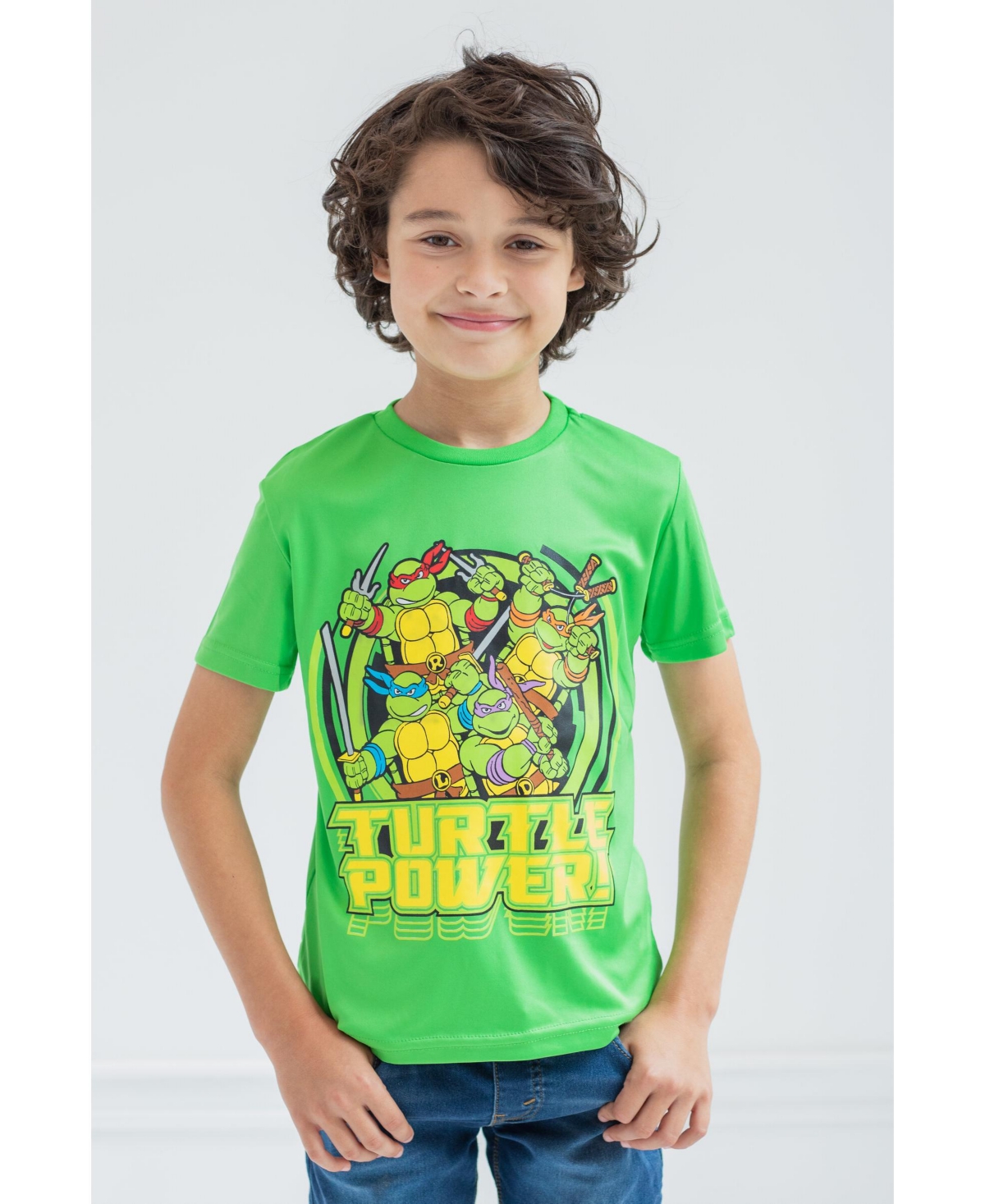 Teenage Mutant Ninja Turtles Boys Leonardo Michelangelo Raphael 3 Pack Athletic T-Shirts to -black/green