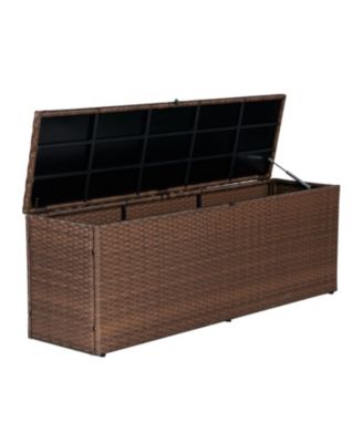 Nino 59.06" Modern Minimalist Outdoor Faux Wicker Deck and Patio Storage Box