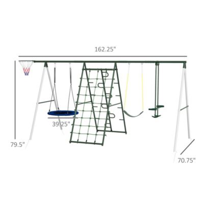 Metal Swing Set for Backyard Holds up to 528 lbs. for Ages 3-8