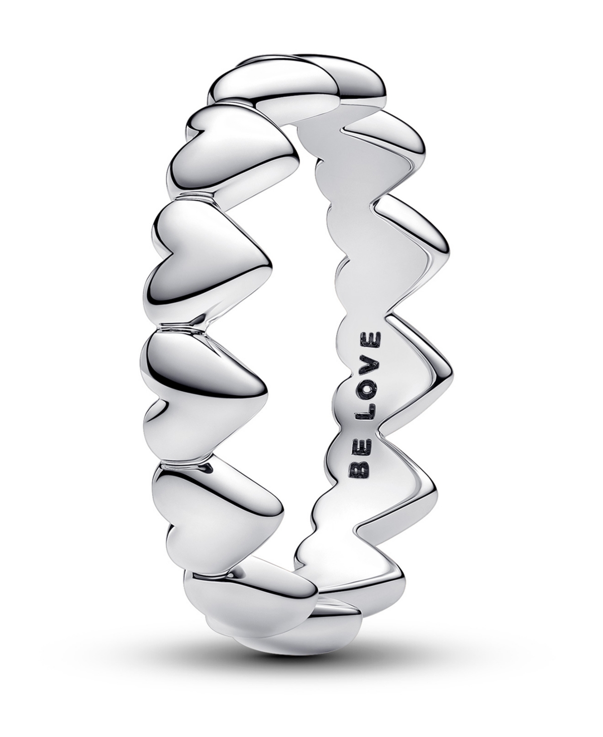 Sterling Silver Row of Hearts Ring - Silver