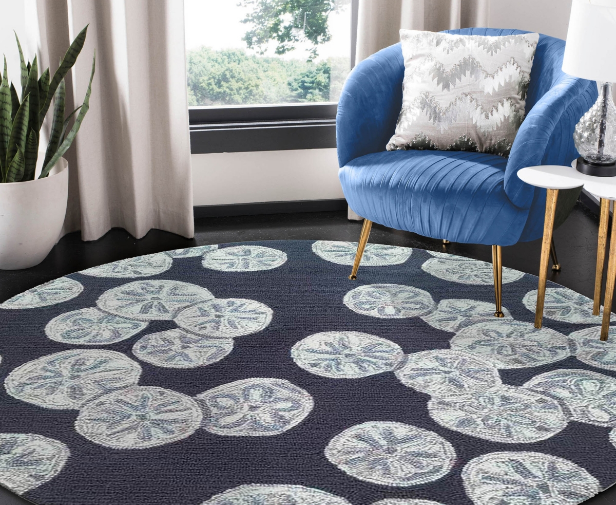 Liora Manne Capri Sea Biscuit 3'x3' Round Area Rug In Navy