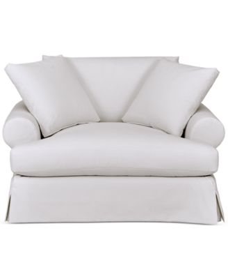 Brenalee 55 Roll Arm Performance Fabric Slipcover Chair and with Two Pillows