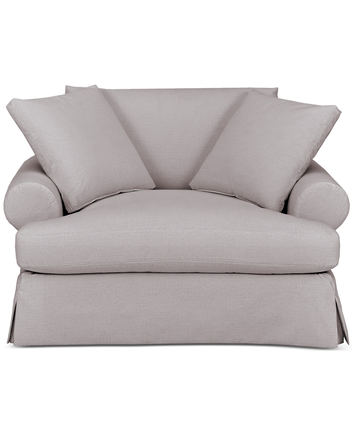 Macy's Brenalee 55" Roll Arm Performance Fabric Slipcover Chair And Â½ With Two Pillows In Lena Glacier