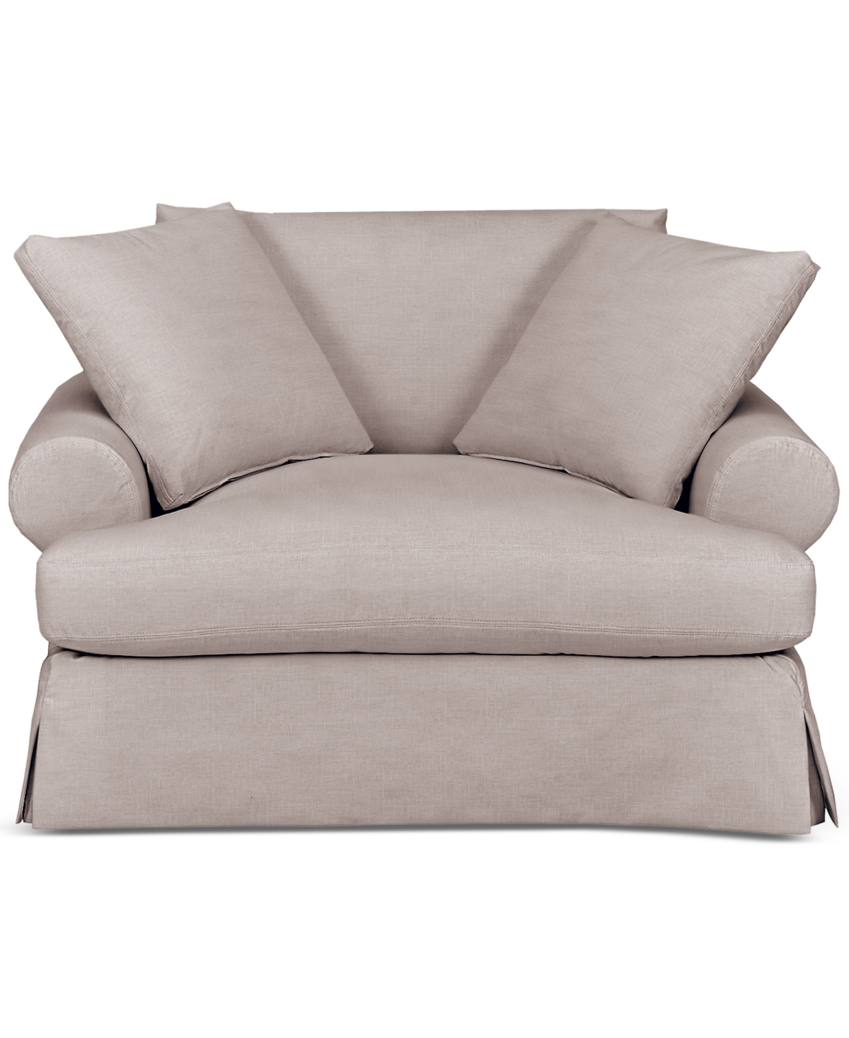 Macy's Brenalee 55" Roll Arm Performance Fabric Slipcover Chair And Â½ With Two Pillows In Lena Linen